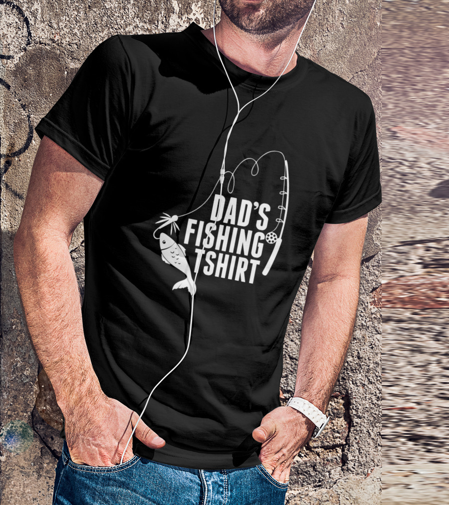 Dad's Fishing TShirt With Fishing Rod And Fish T-Shirt