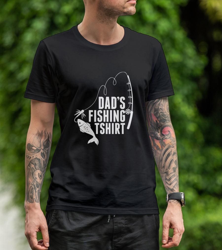 Dad's Fishing TShirt With Fishing Rod And Fish T-Shirt