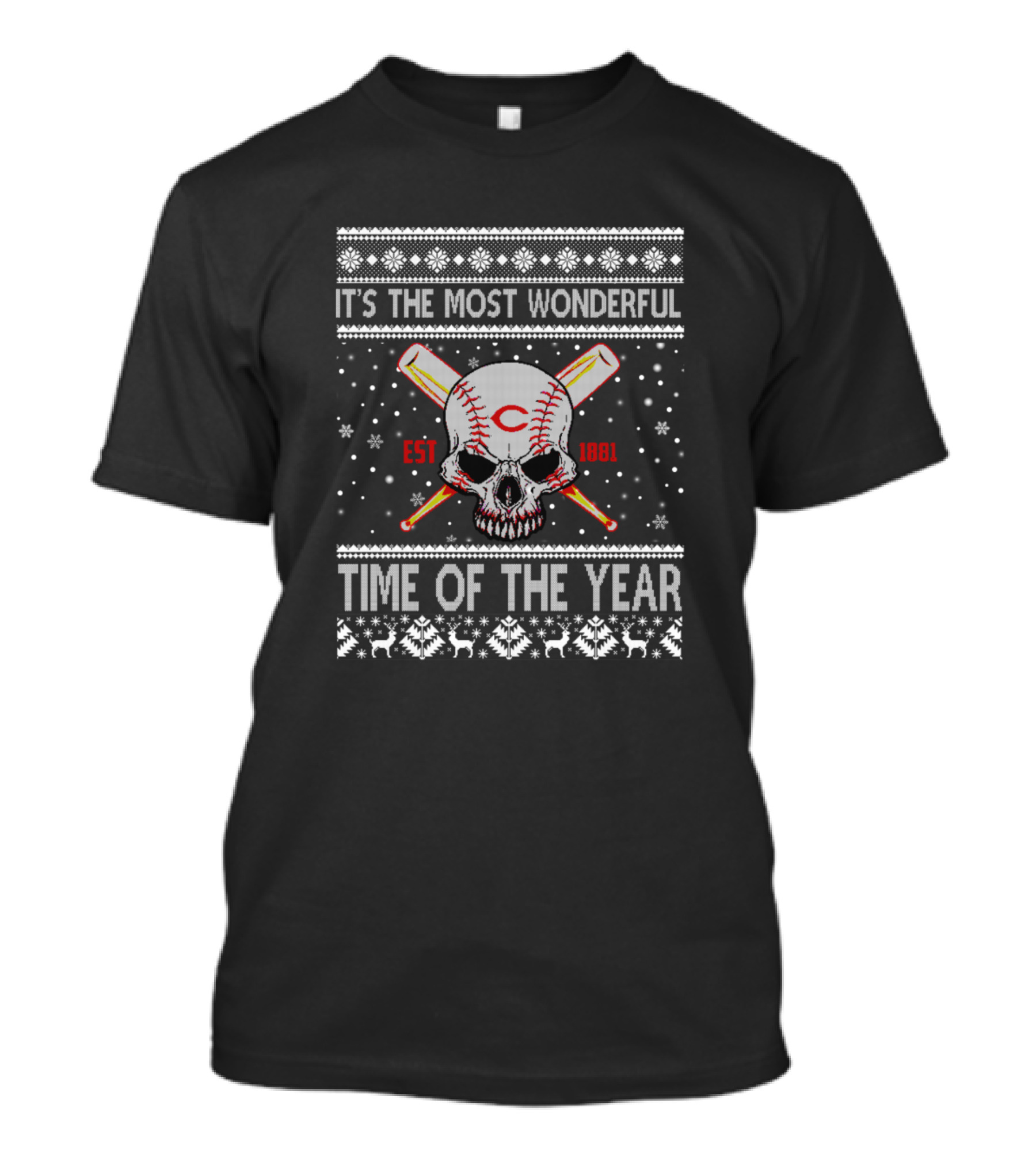 It's The Most Wonderful Time Of The Year Cincinnati Baseball Skull EST 1881 T-Shirt