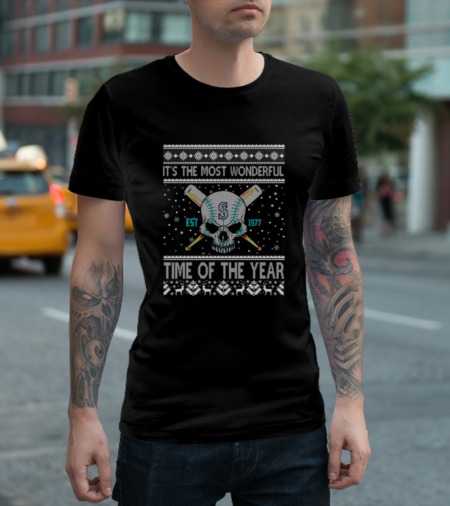 It's The Most Wonderful Time Of The Year Seattle Baseball Skull Est 1977 T-Shirt