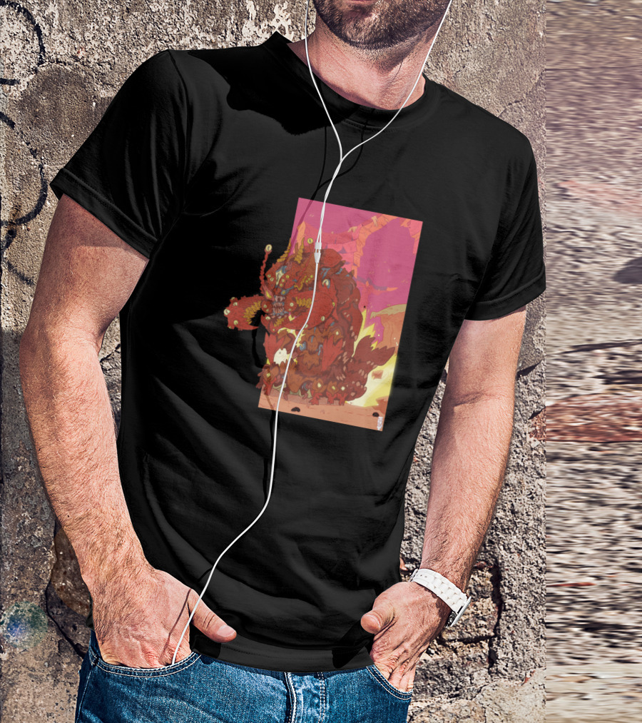 Loborostar Spectacular Crimson Creature In Fiery Landscape T-Shirt