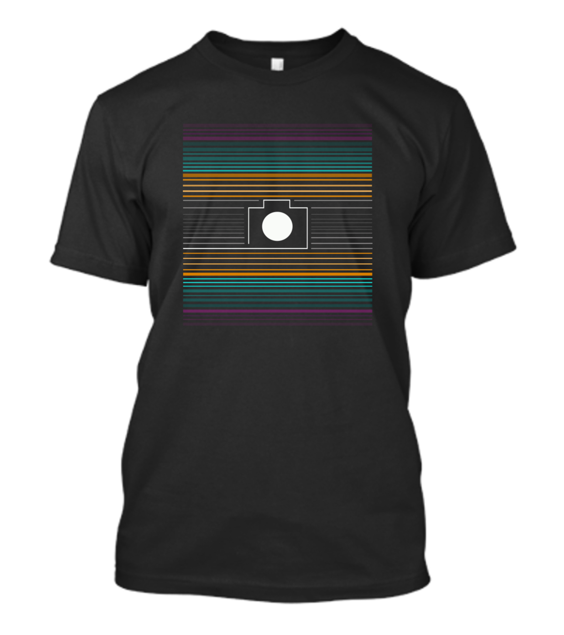 Photographer Camera With Cool Colored Stripe T-Shirt