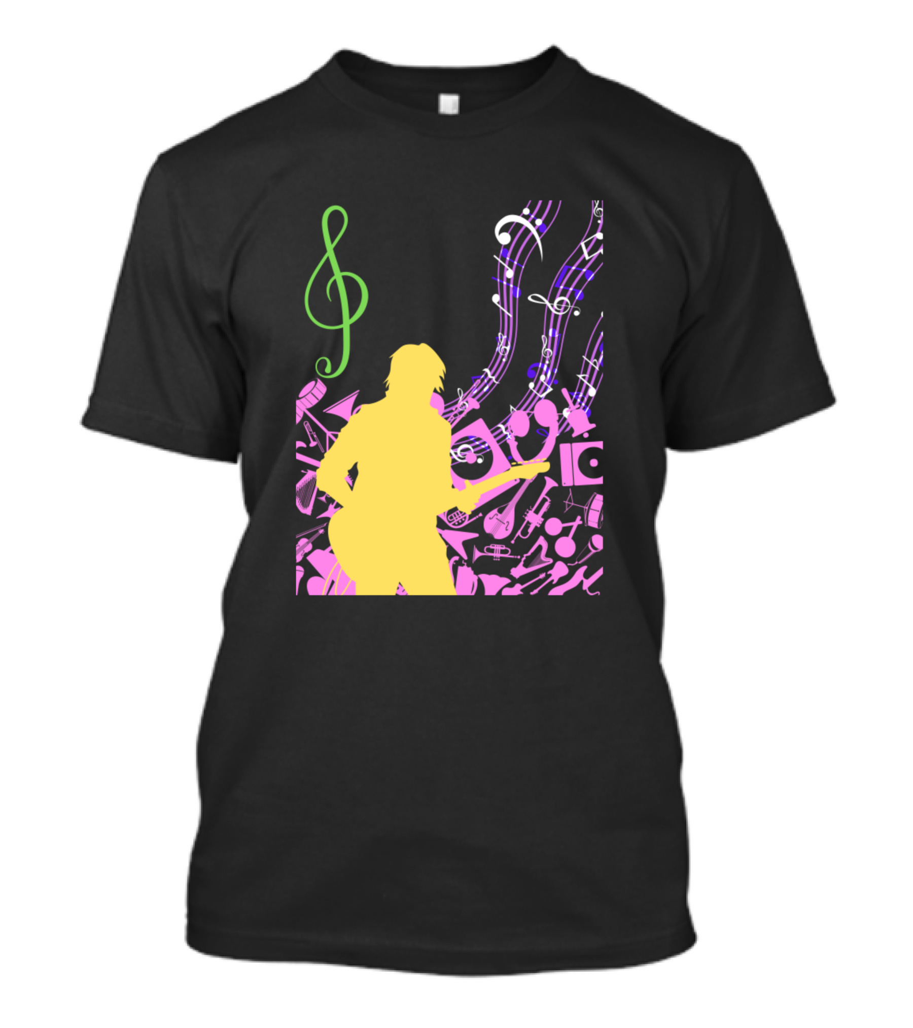 Treble Clef Guitarist Musical Harmony T-Shirt