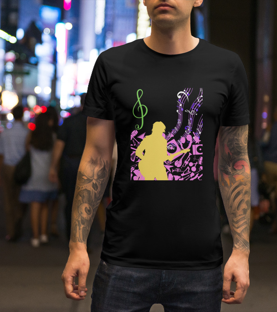 Treble Clef Guitarist Musical Harmony T-Shirt