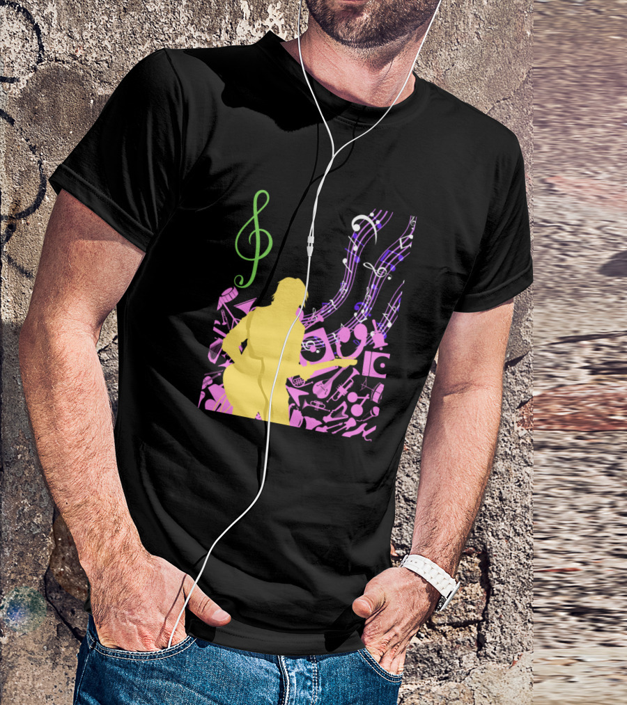 Treble Clef Guitarist Musical Harmony T-Shirt