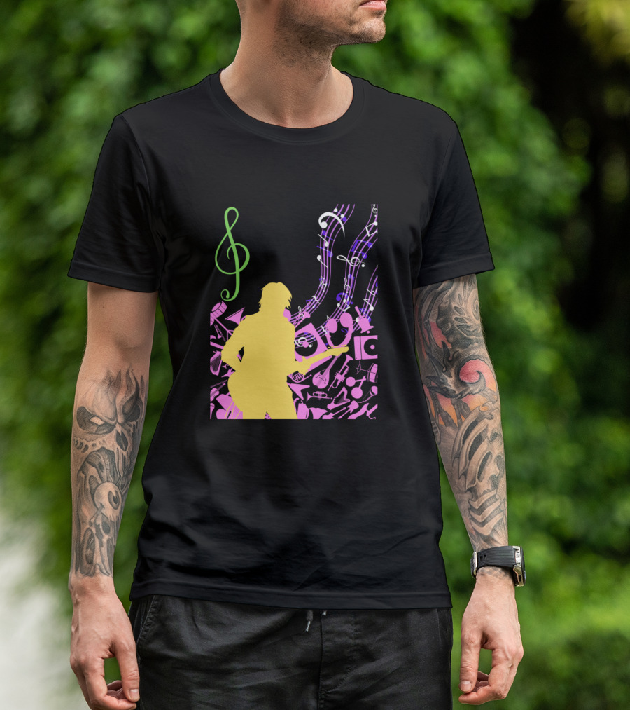 Treble Clef Guitarist Musical Harmony T-Shirt