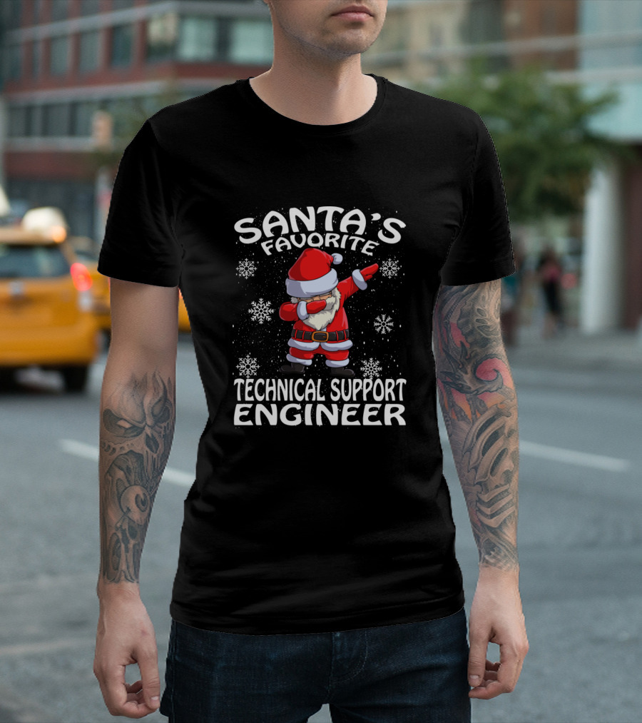 Santas Favorite Technical Support Engineer Dabbing Santa Snowflakes T-Shirt