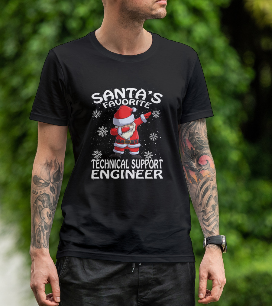 Santas Favorite Technical Support Engineer Dabbing Santa Snowflakes T-Shirt