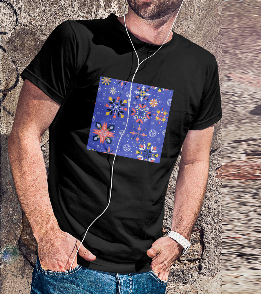Colorful Geometric Snowflakes Winter T-Shirt