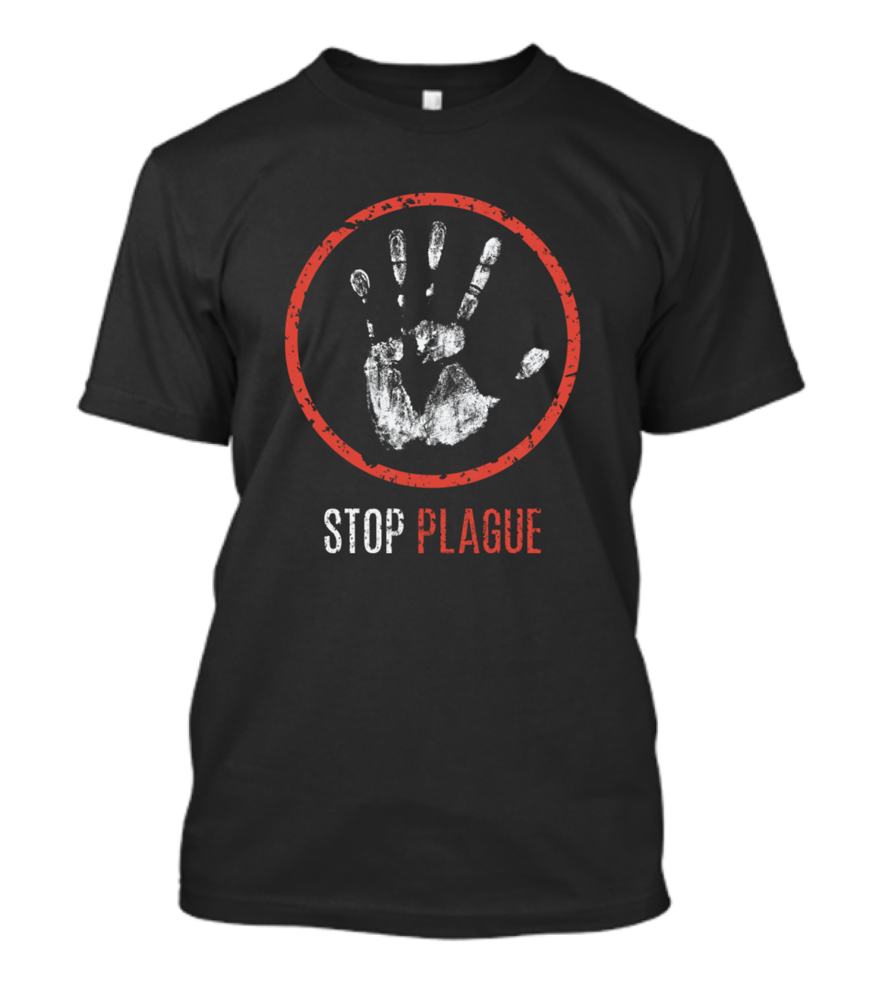 STOP PLAGUE Handprint Circle T-Shirt