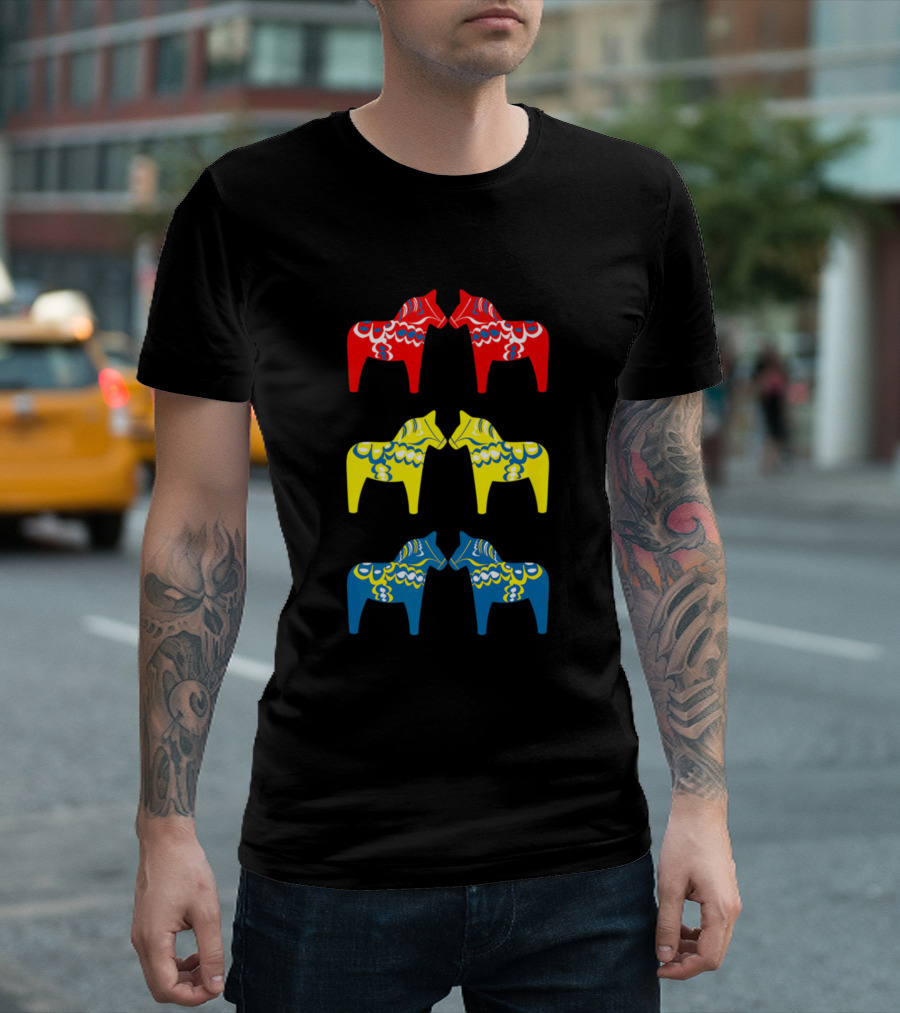 Swedish Dala Horse Red Yellow Blue Sverige T-Shirt