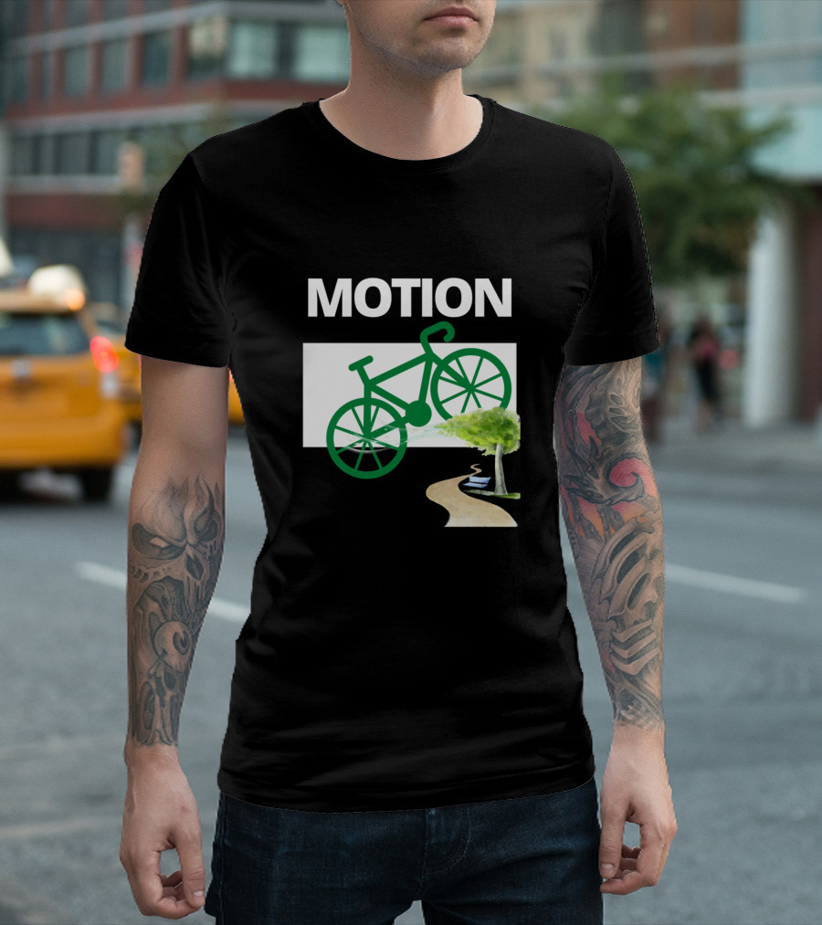 MOTION Bicycle And Scenic Pathway With Green Tree T-Shirt