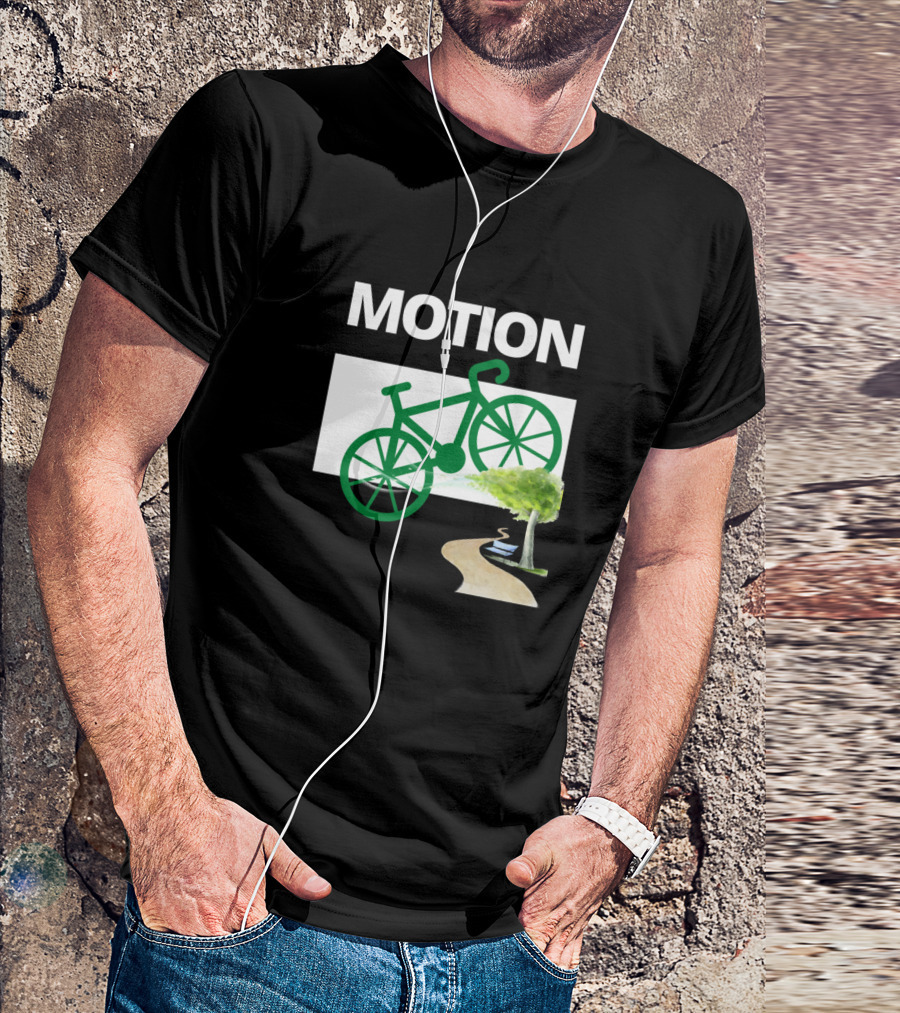 MOTION Bicycle And Scenic Pathway With Green Tree T-Shirt