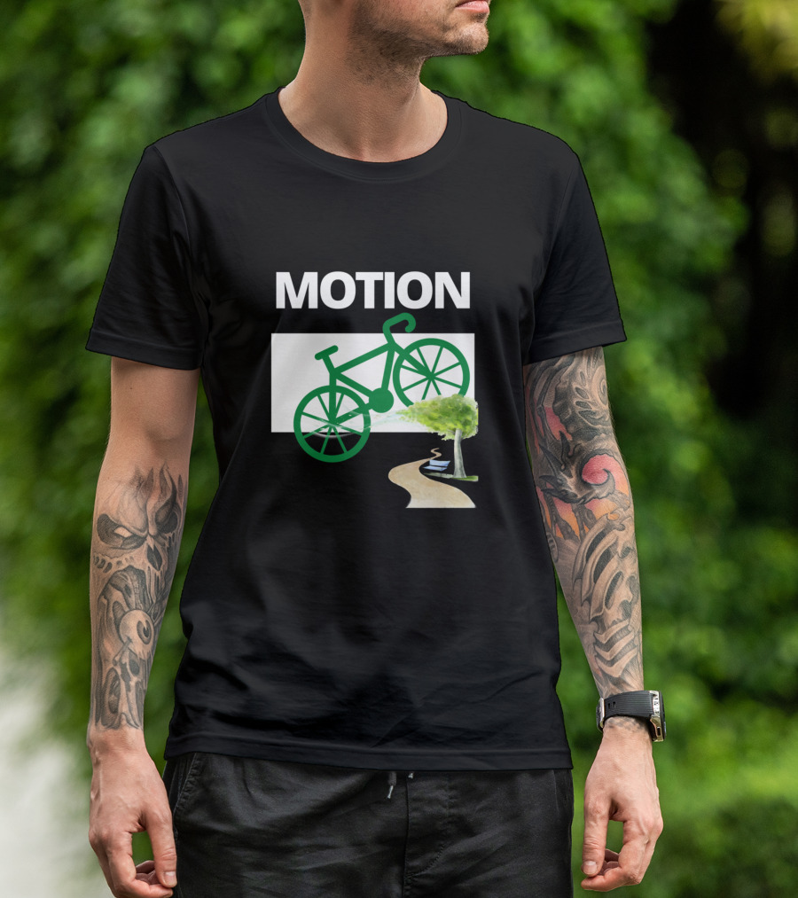 MOTION Bicycle And Scenic Pathway With Green Tree T-Shirt
