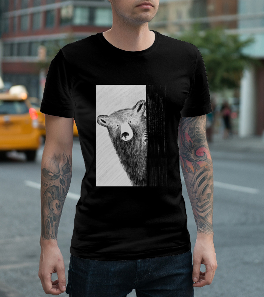 Bear Peeking Around the Tree in the Woods T-Shirt