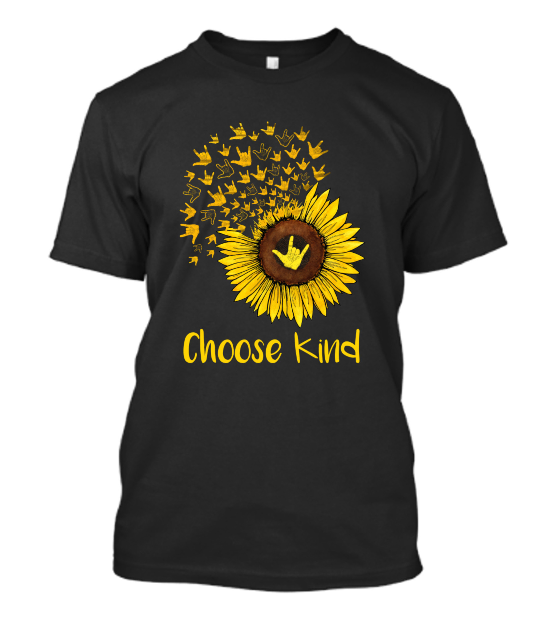 Choose Kind Sunflower Sign Language Hands T-Shirt