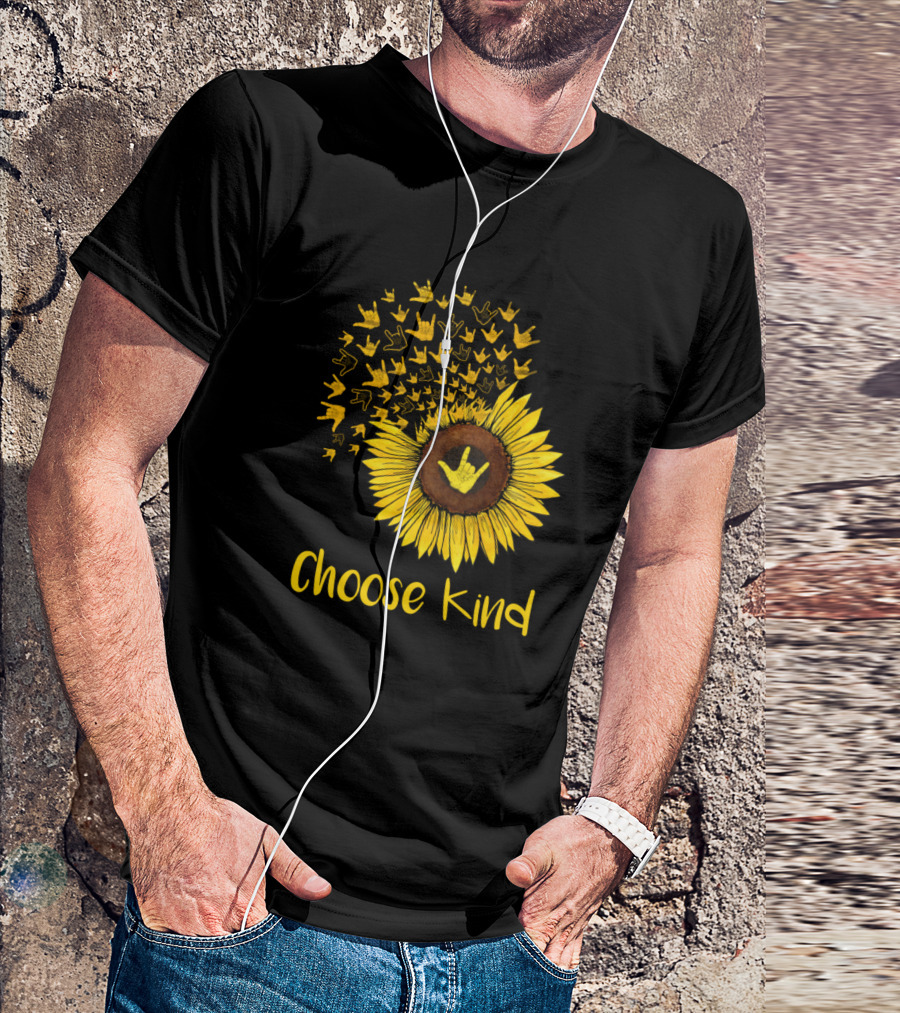 Choose Kind Sunflower Sign Language Hands T-Shirt