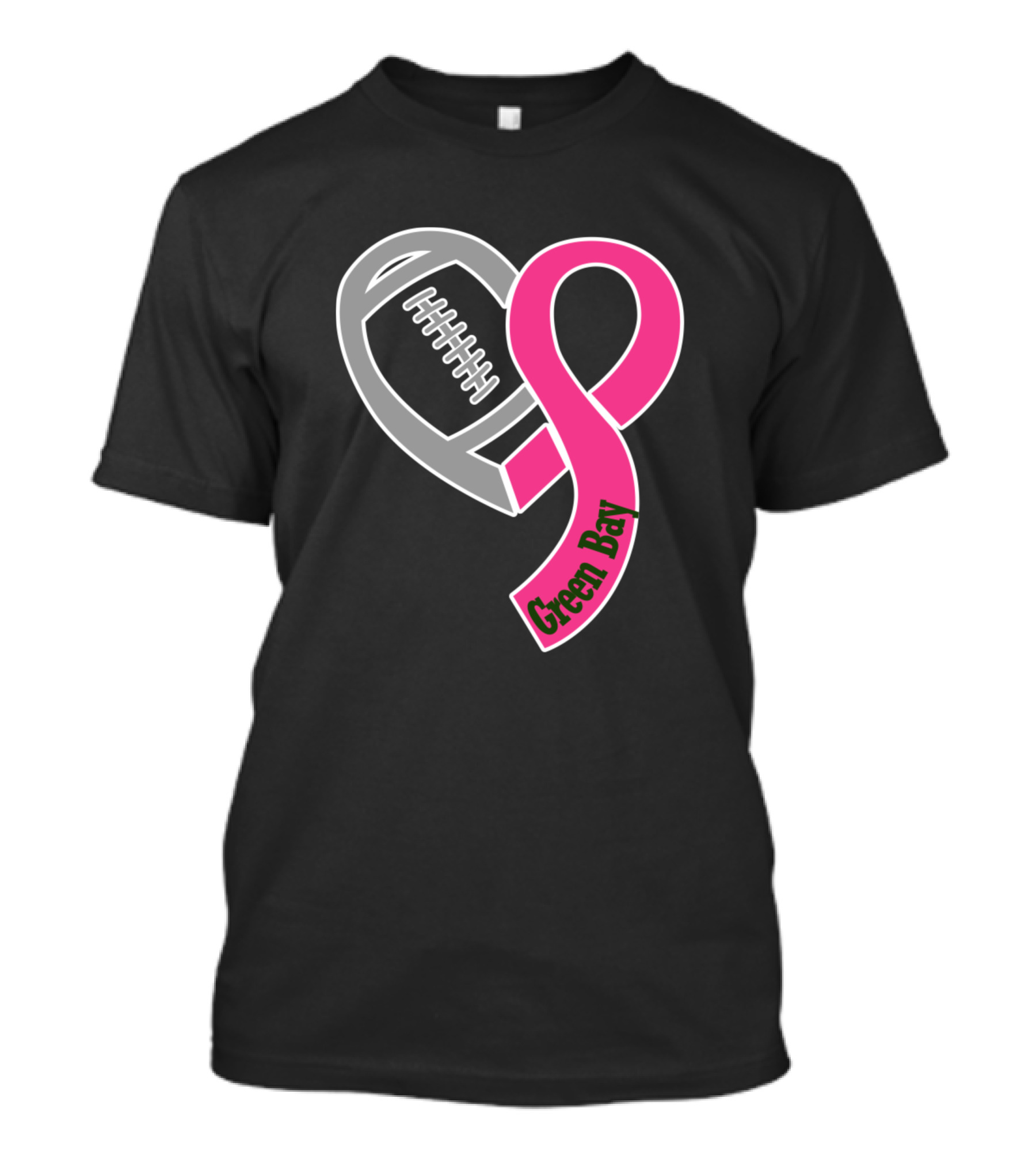 Green Bay Pro Football Breast Cancer Awareness Heart T-Shirt