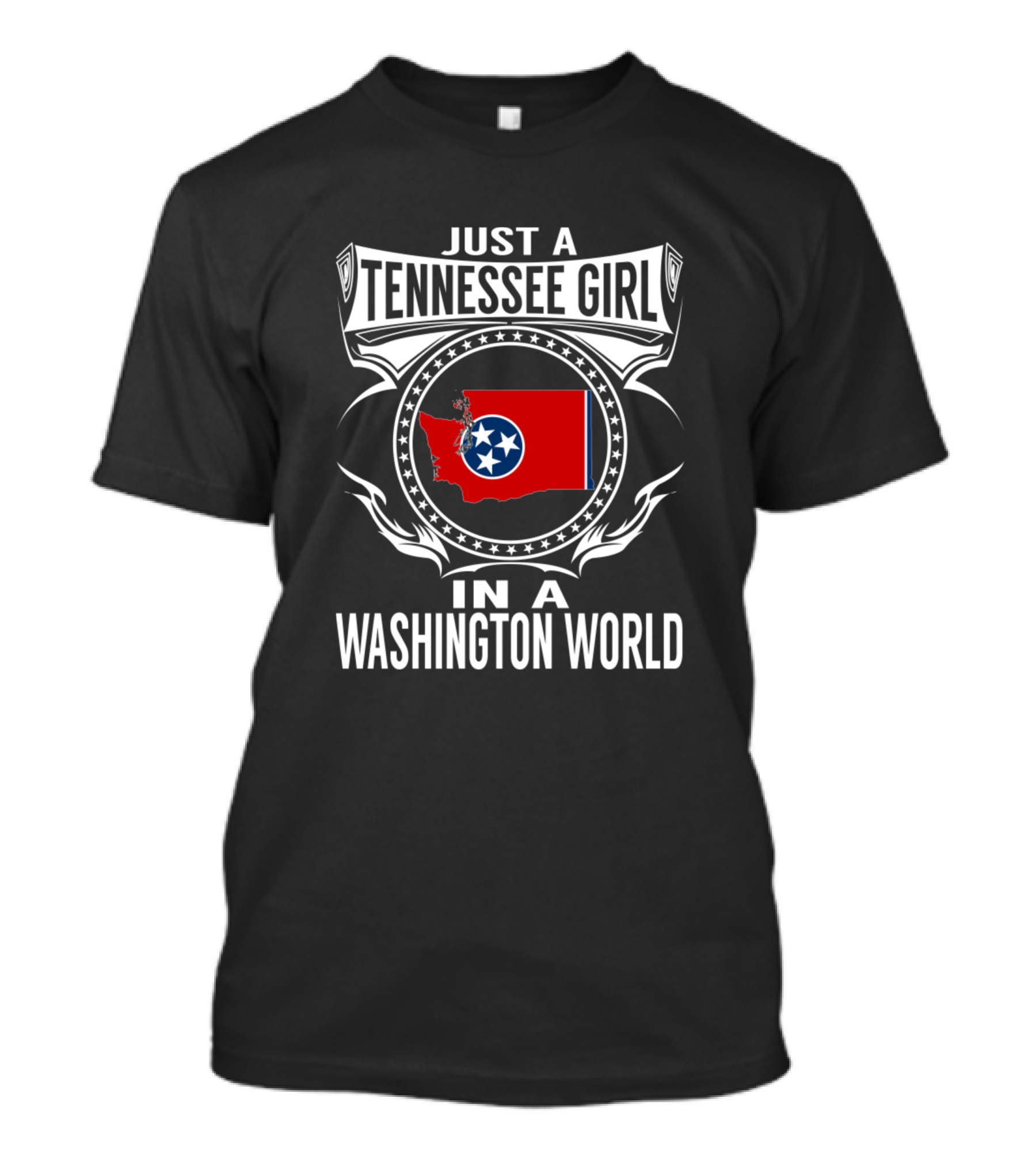 Just A Tennessee Girl Living In A Washington World With State Flag Emblem T-Shirt