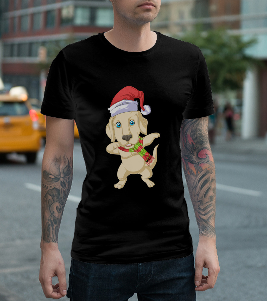 Labrador Dabbing Christmas Santa Hat Festive Scarf T-Shirt