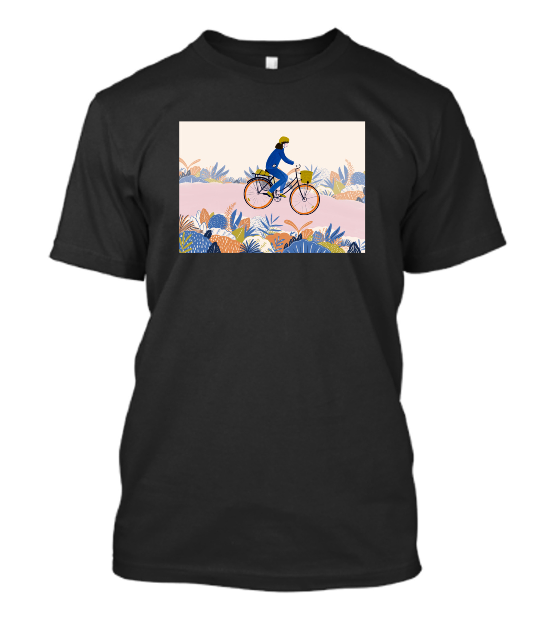 Nursing Cyclist In Colorful Floral Landscape T-Shirt