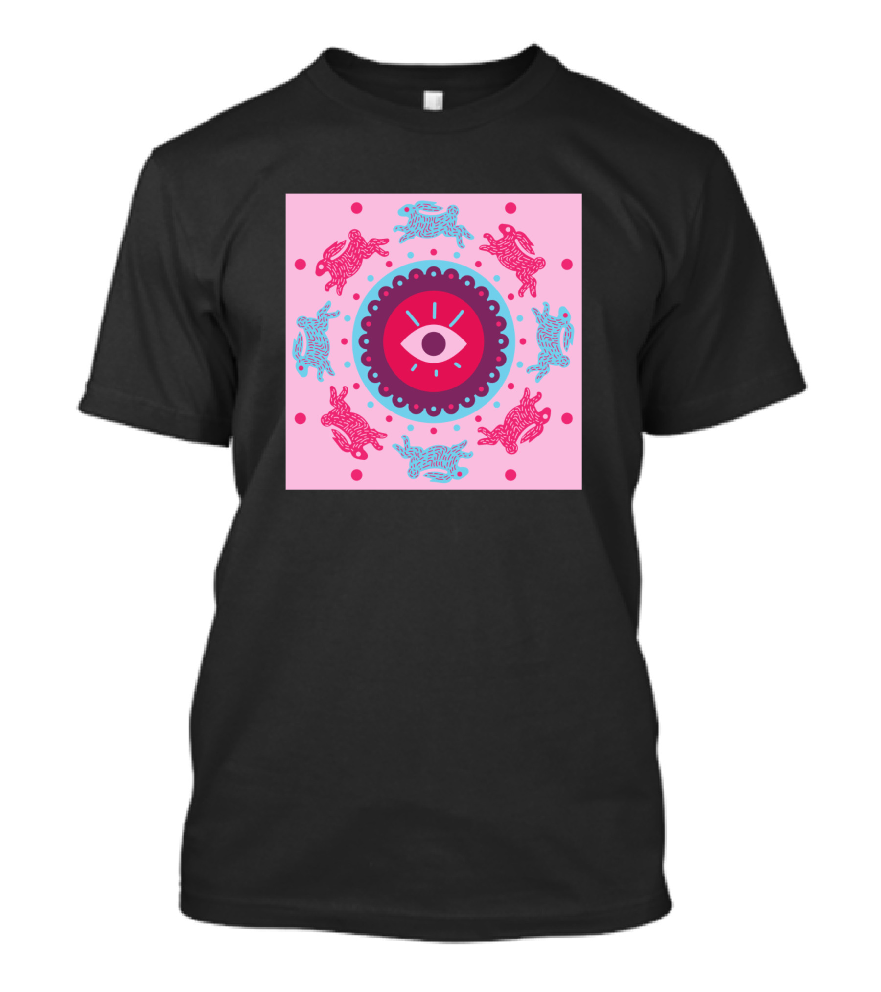 Eye Symbol With Rabbits And Mystical Illuminati Elements T-Shirt
