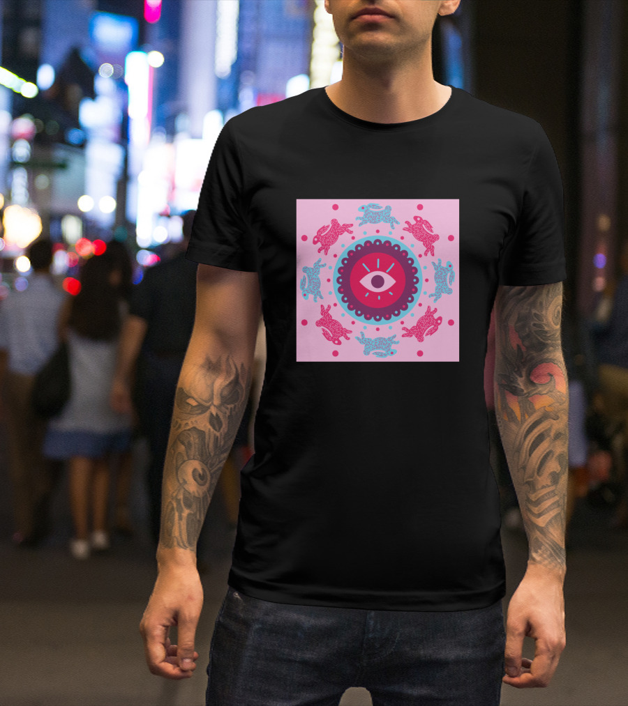 Eye Symbol With Rabbits And Mystical Illuminati Elements T-Shirt