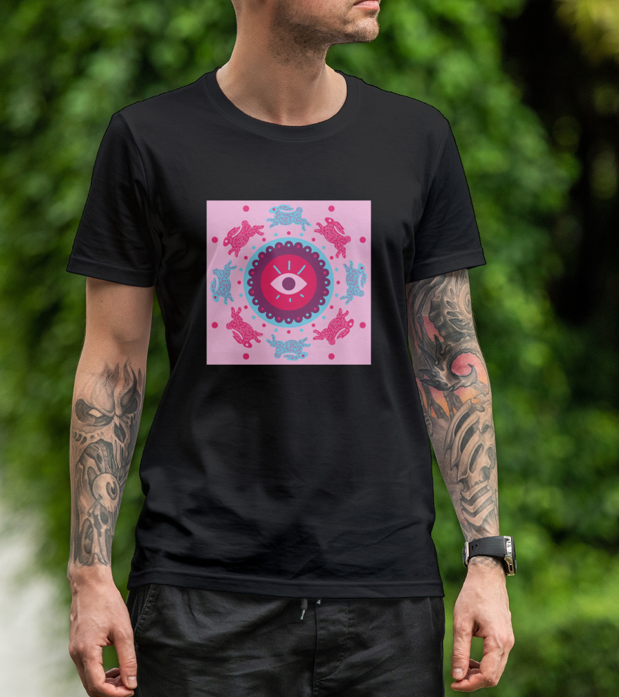 Eye Symbol With Rabbits And Mystical Illuminati Elements T-Shirt