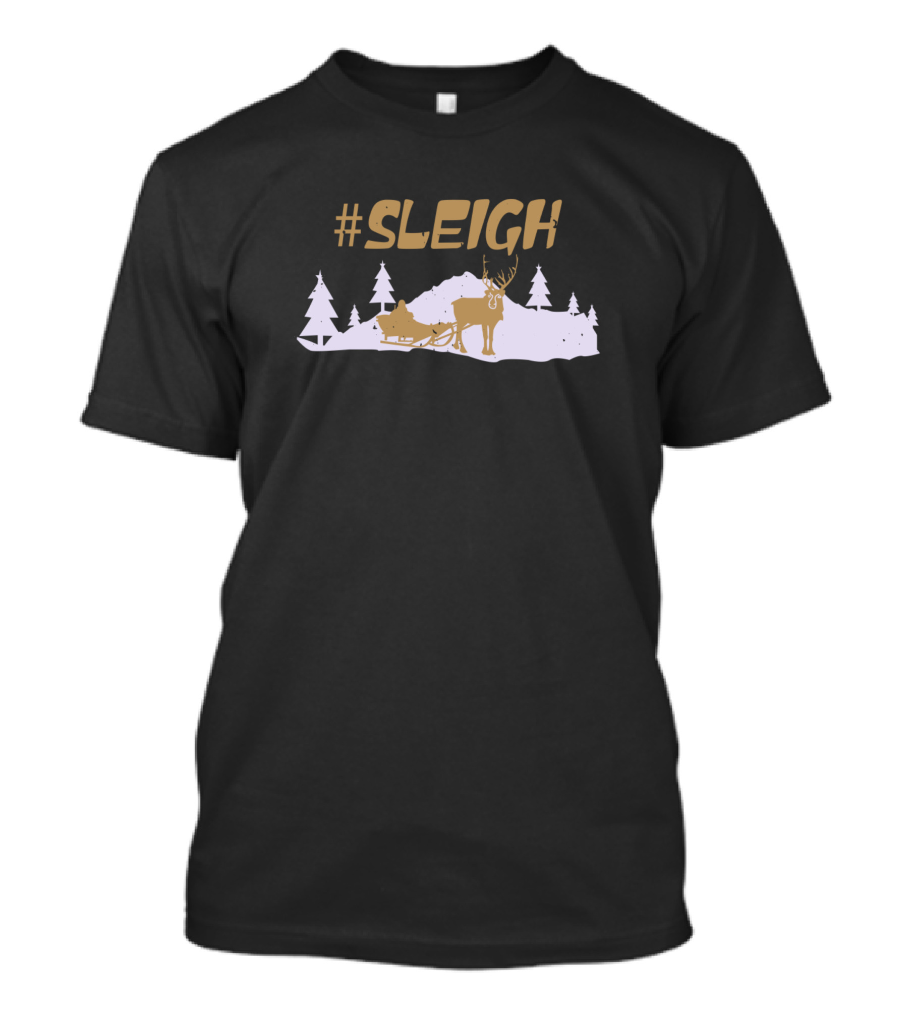 Sleigh Ride Reindeer Forest Scene T-Shirt