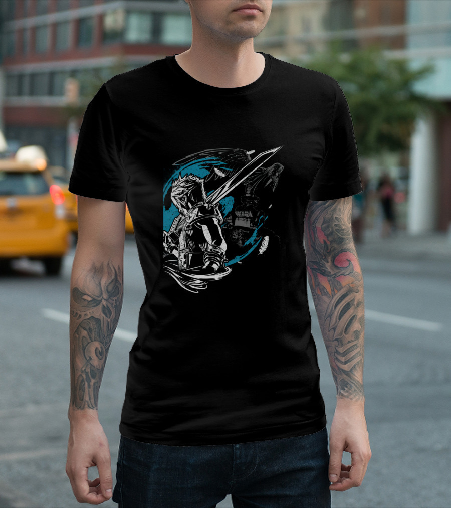 The Good N The Bad Knight Warrior With Sword And Raven Dark Fantasy T-Shirt