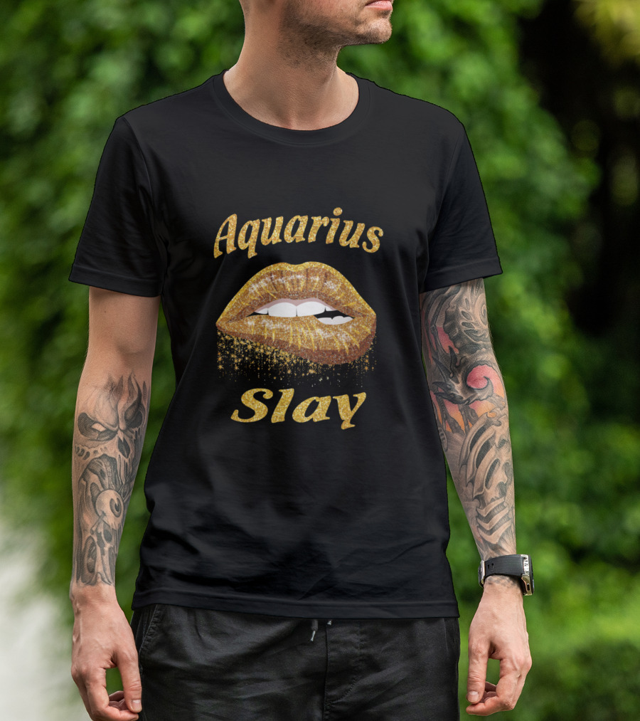 Aquarius Slay Glitter Lips T-Shirt