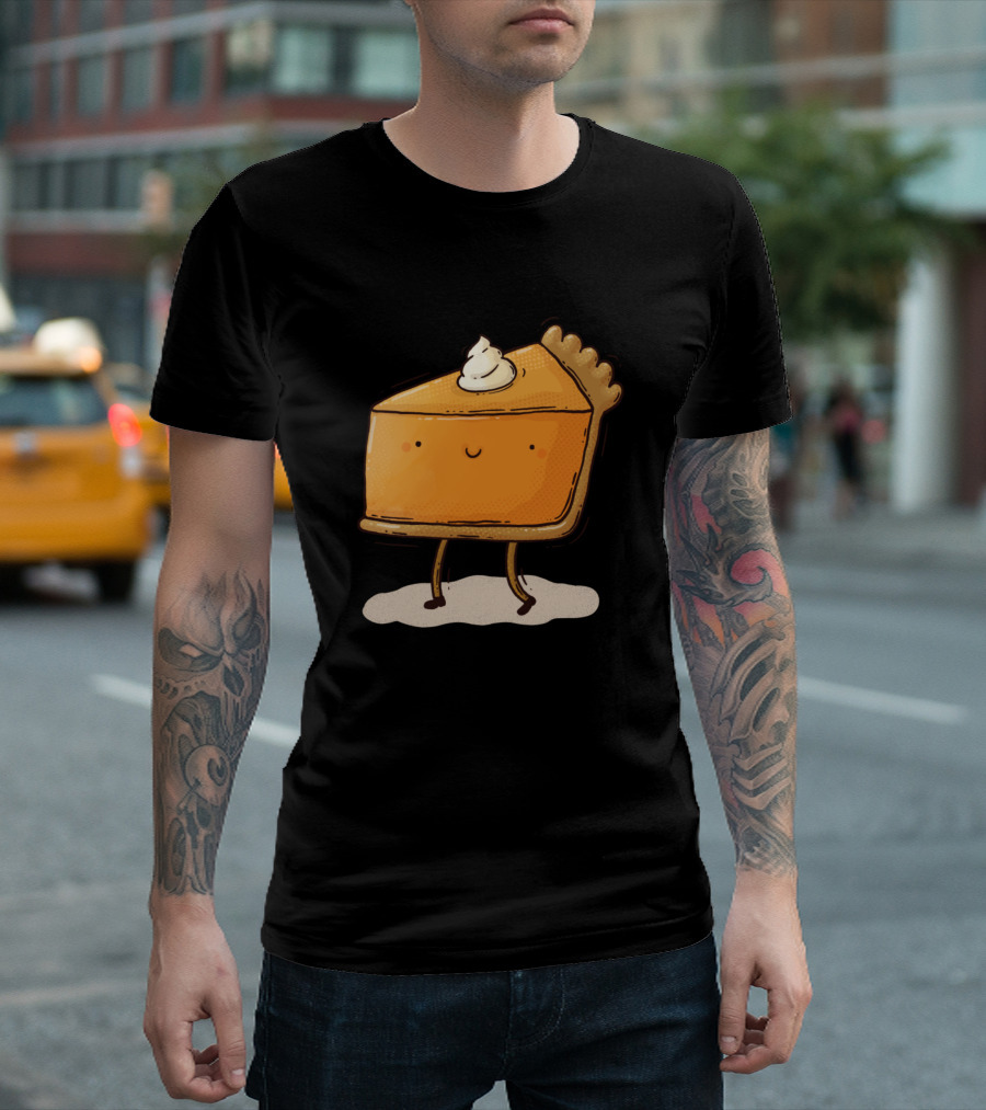 Cute Pumpkin Pie Walking with Whipped Cream Topping T-Shirt