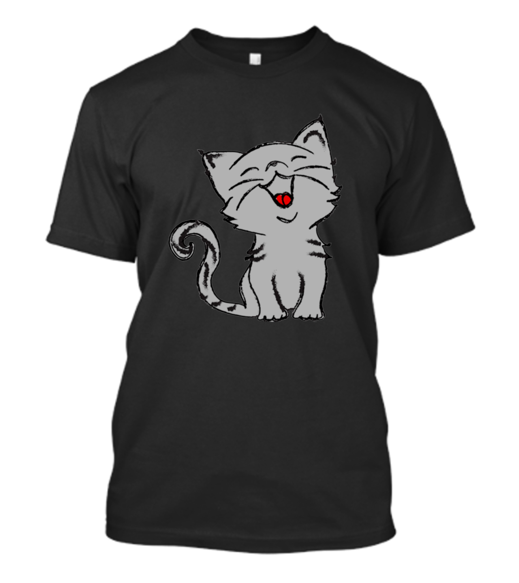 Cute Funny Cat Lovers Birthday Design Happy Gray Kitten T-Shirt