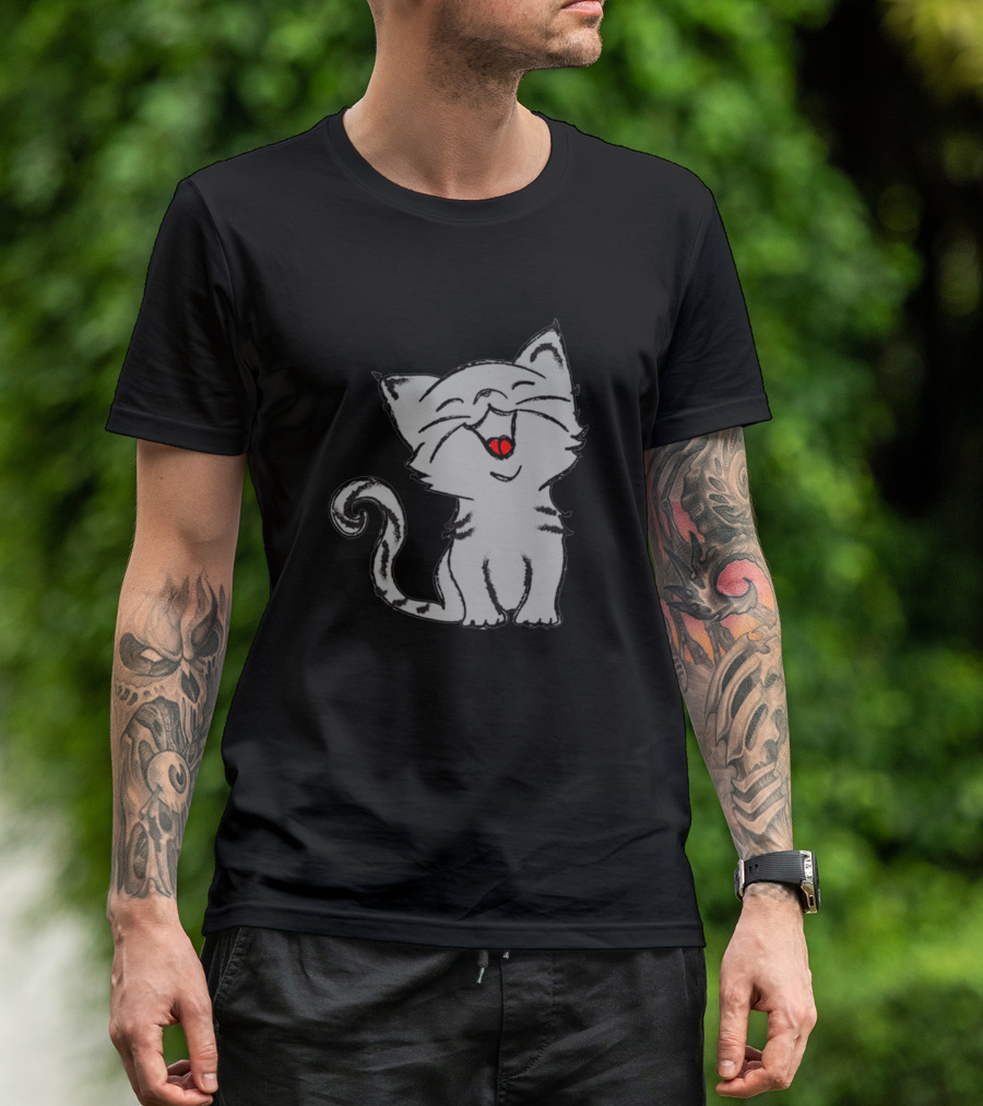 Cute Funny Cat Lovers Birthday Design Happy Gray Kitten T-Shirt