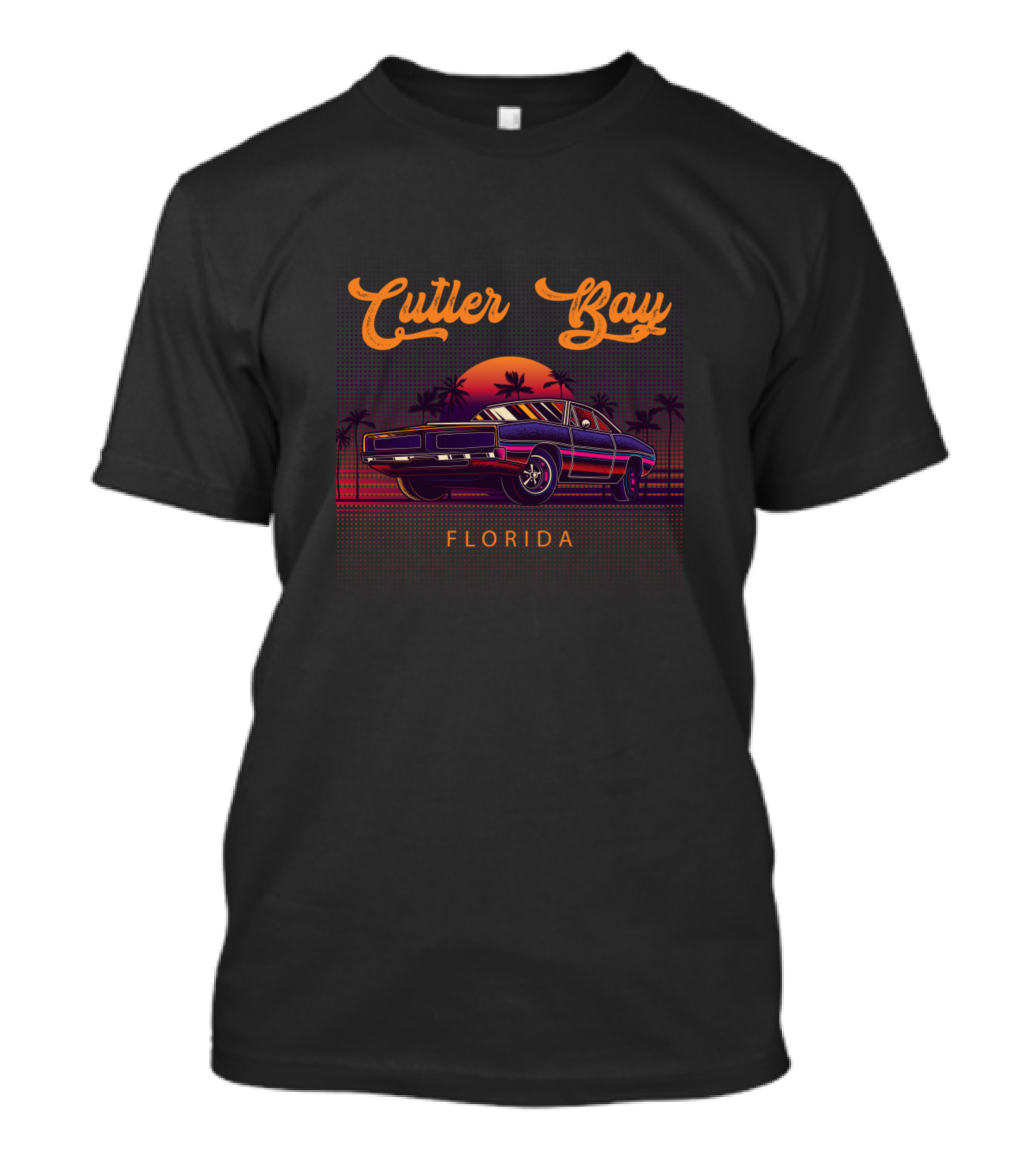 Cutler Bay Florida Vintage Muscle Car Palm Sunset T-Shirt