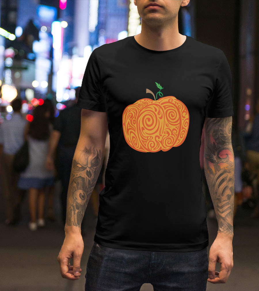 Doodle Pumpkin Orange Swirl T-Shirt