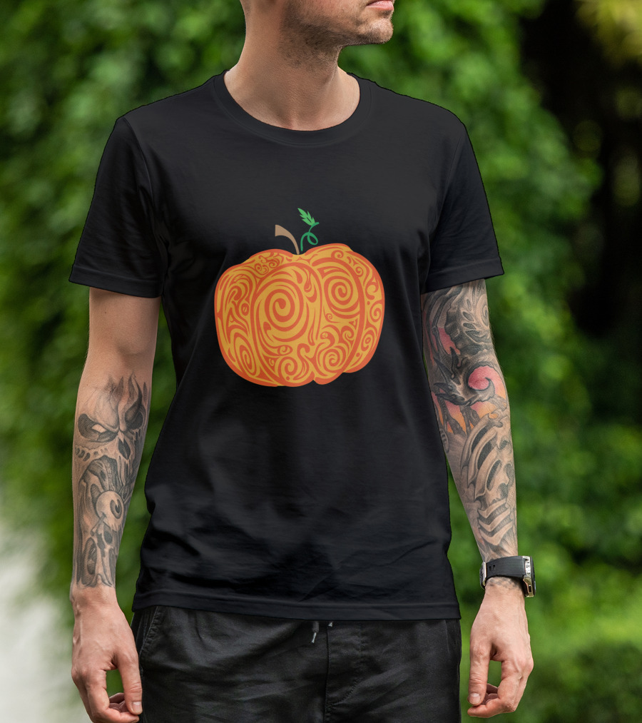 Doodle Pumpkin Orange Swirl T-Shirt