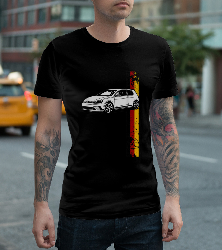 German Car Germany Sport Racing Tuning Mk7 Mk6 Hatchback with German Flag Stripes T-Shirt