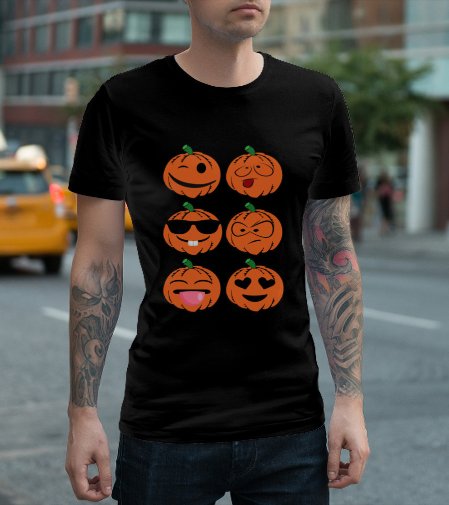 Halloween Pumpkin Emoji Faces Collection T-Shirt