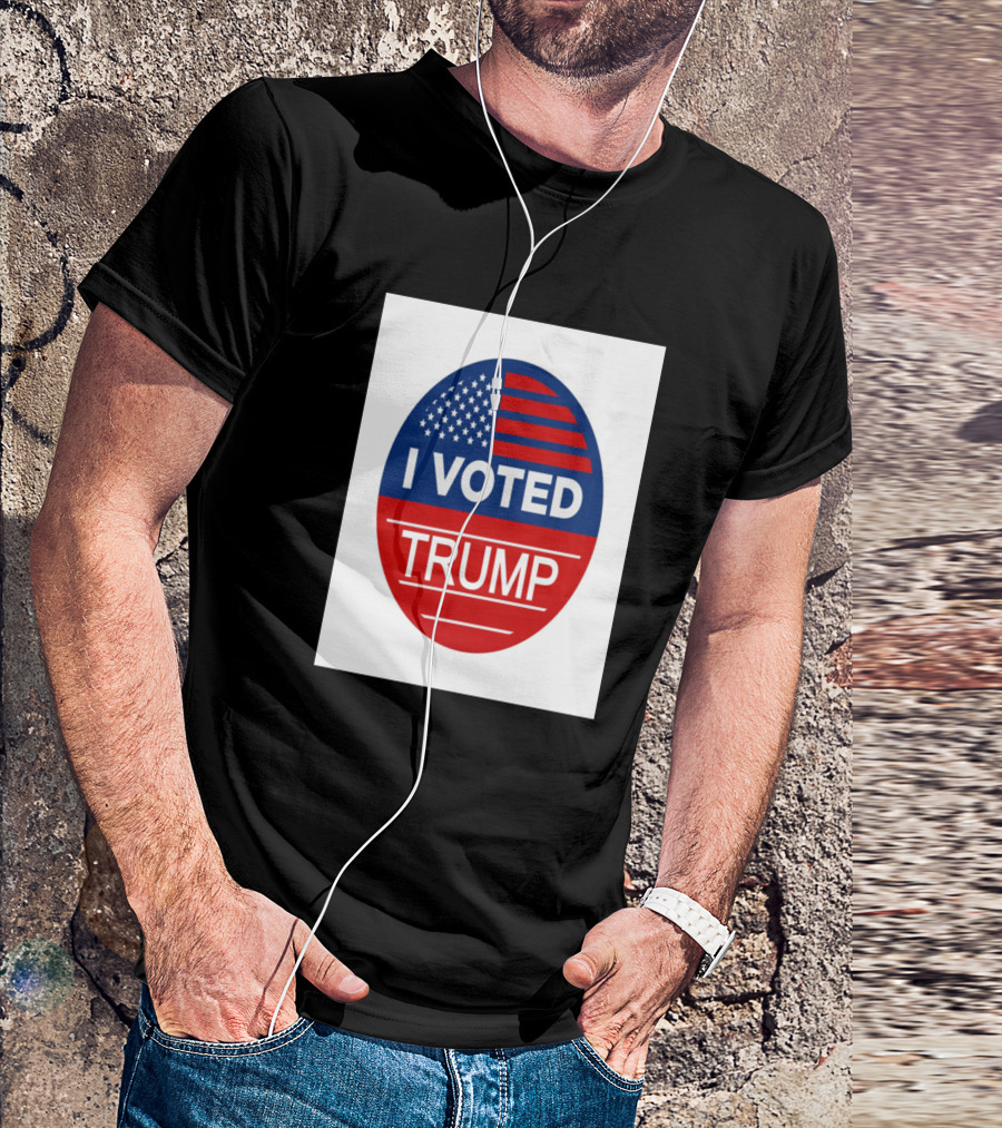 I Voted Trump American Flag Oval Badge T-Shirt