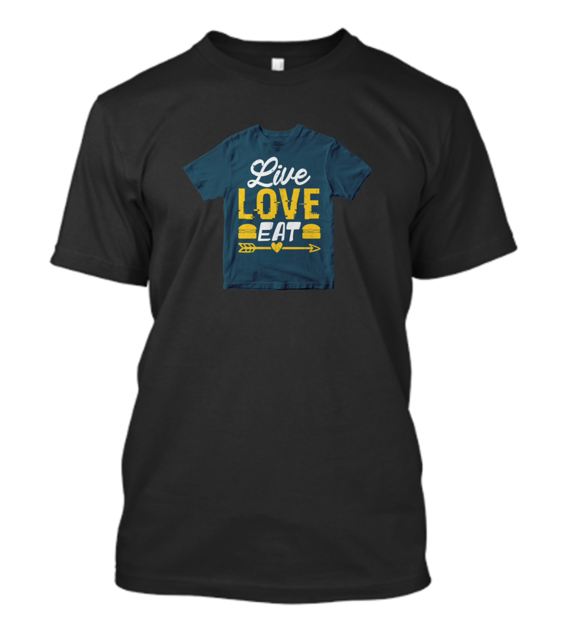 Live Love Eat Burger Heart Arrow T-Shirt