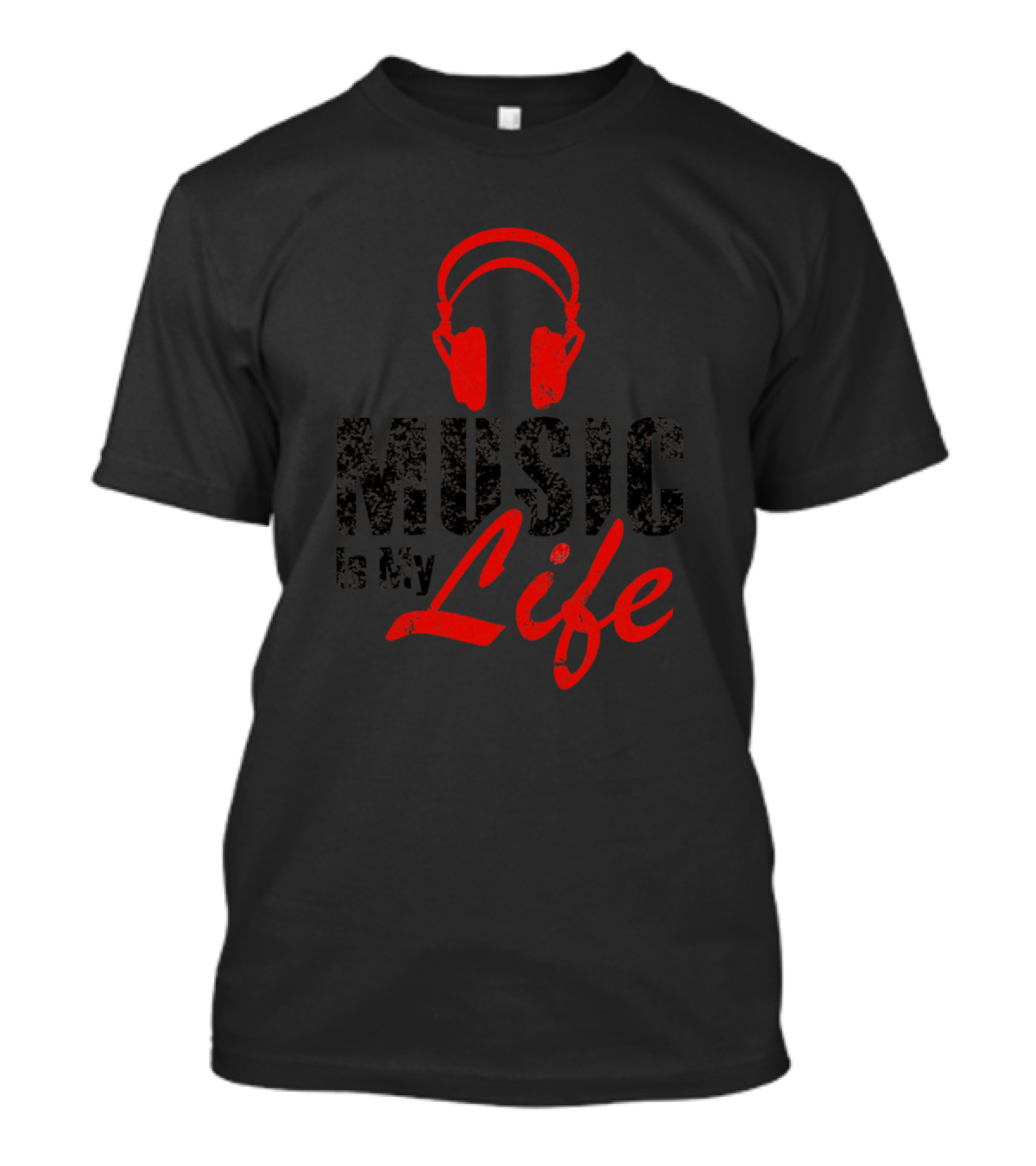 Music Is My Life Red Headphones T-Shirt