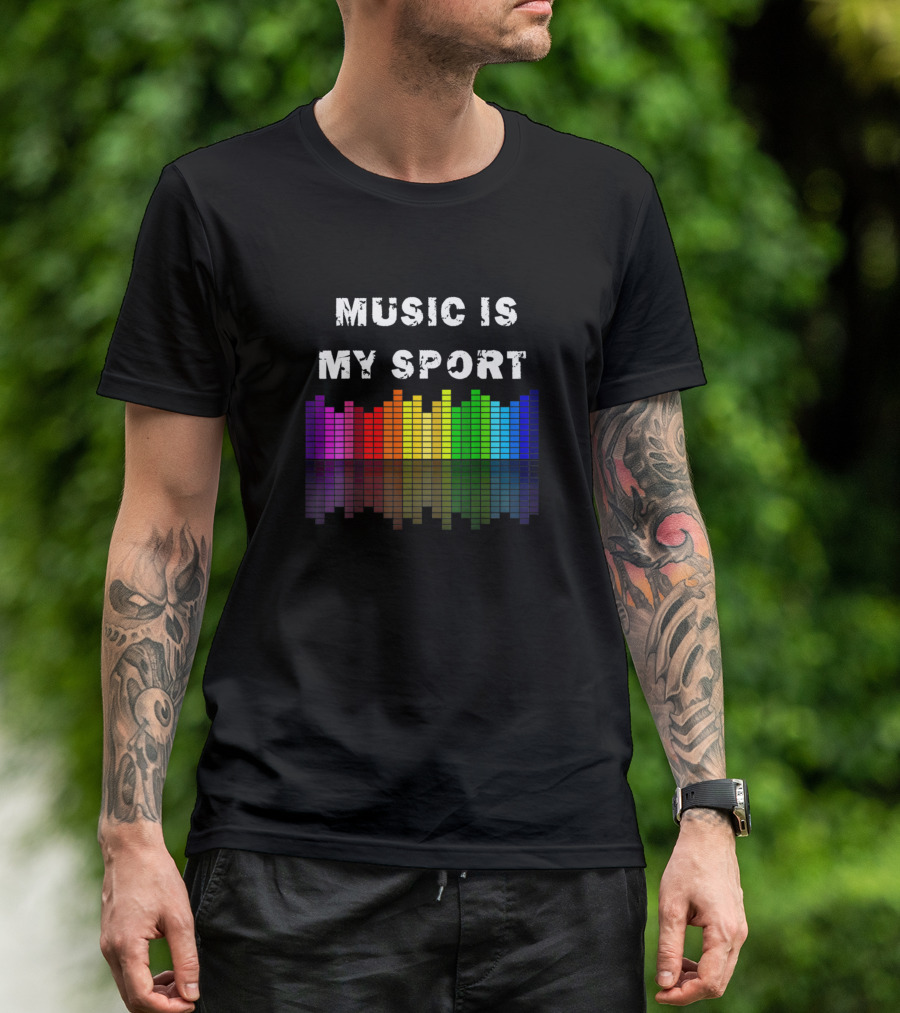 Music Is My Sport Colorful Equalizer Bars T-Shirt