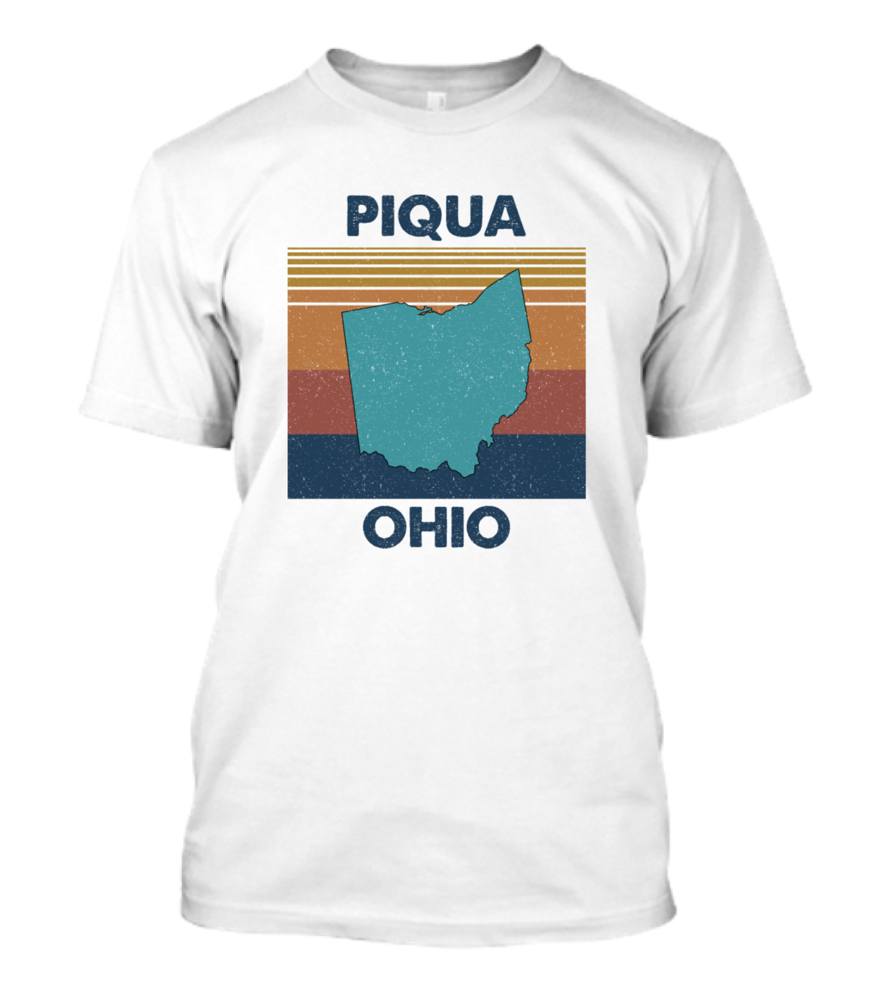 Piqua Ohio State Shape Retro Stripes T-Shirt