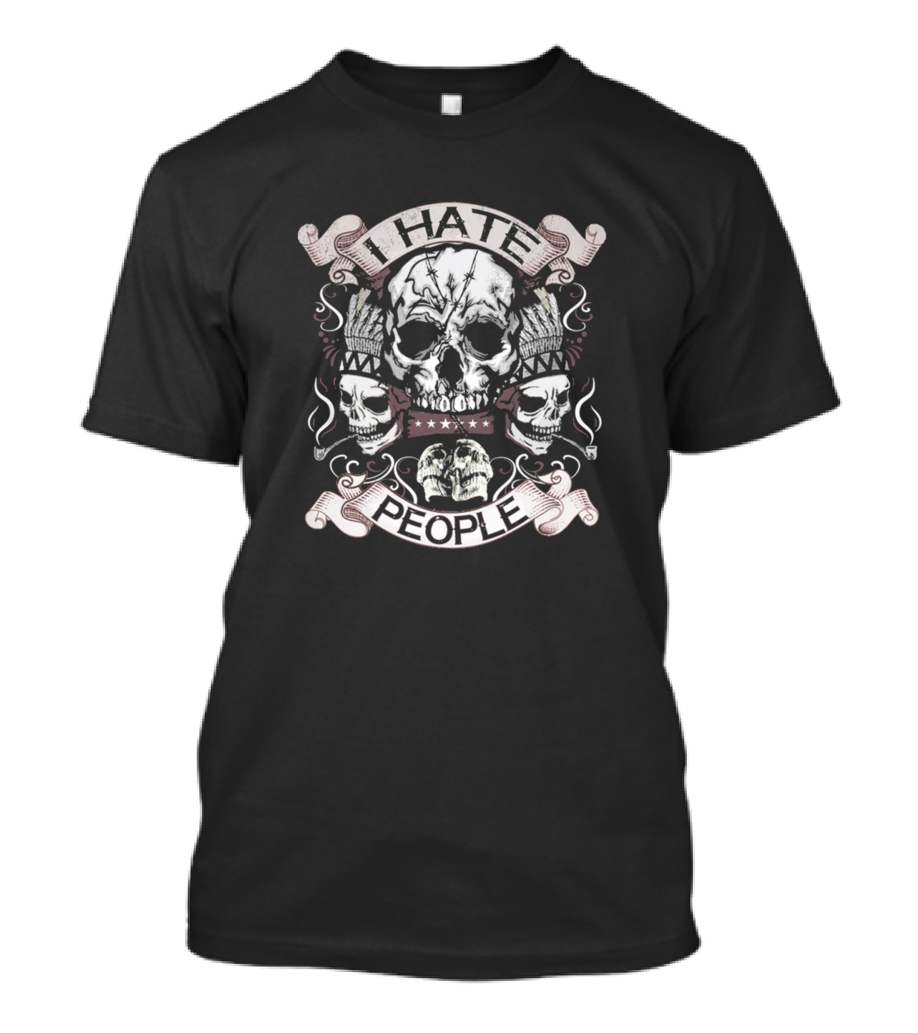 I Hate People Skull Trio Banner T-Shirt