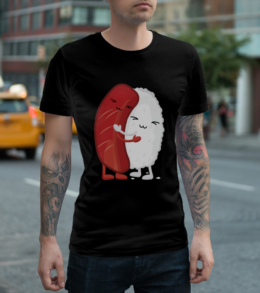 Sushi Hug Cute Kawaii Japanese Foods Adorable Embrace T-Shirt