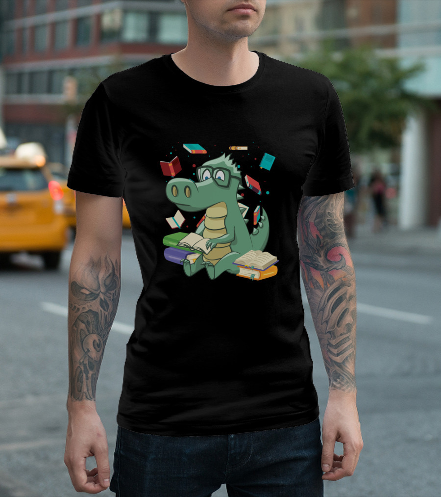 Teachersaurus Dinosaur Teacher Dino Reading Books Glasses T-Shirt