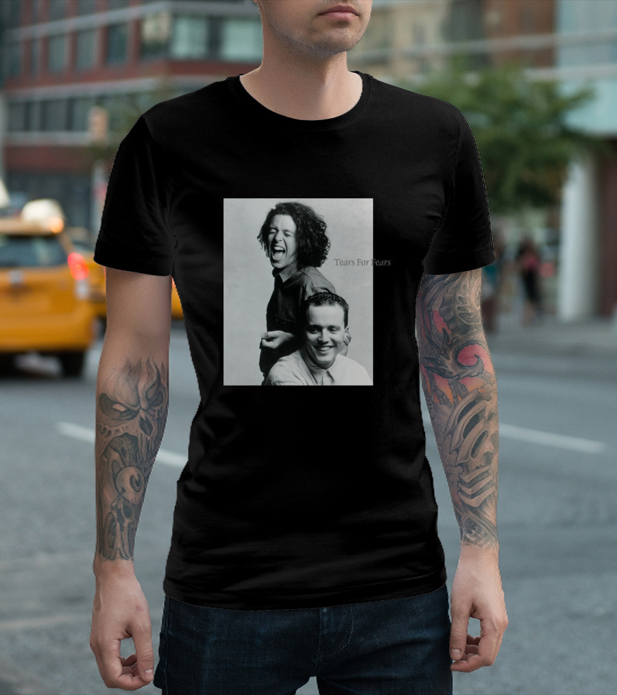 Tears For Fears Iconic 80s Band Black And White Photo T-Shirt