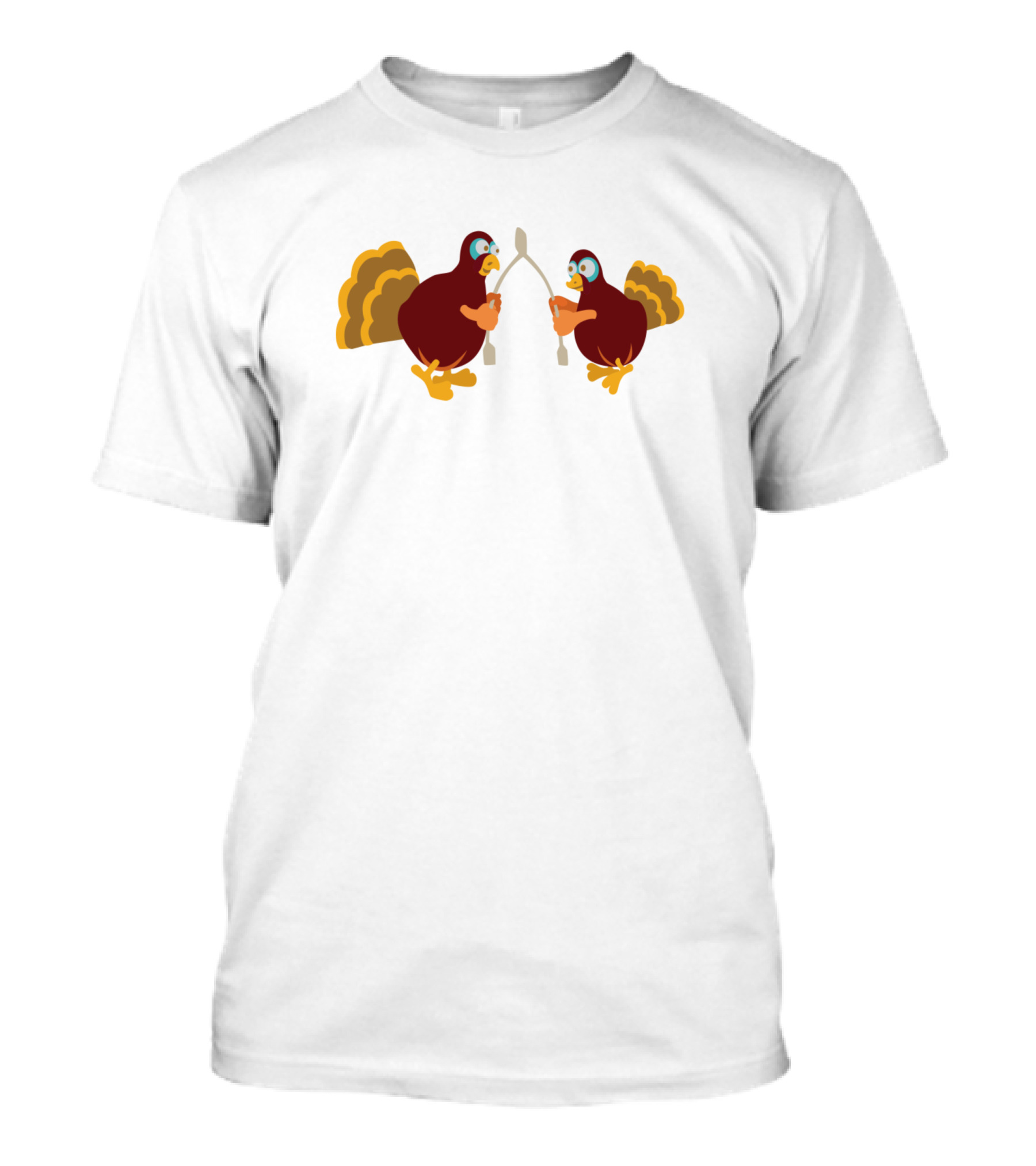 Double Turkeys Challenging Each Other In Wishbone Tug Battle T-Shirt
