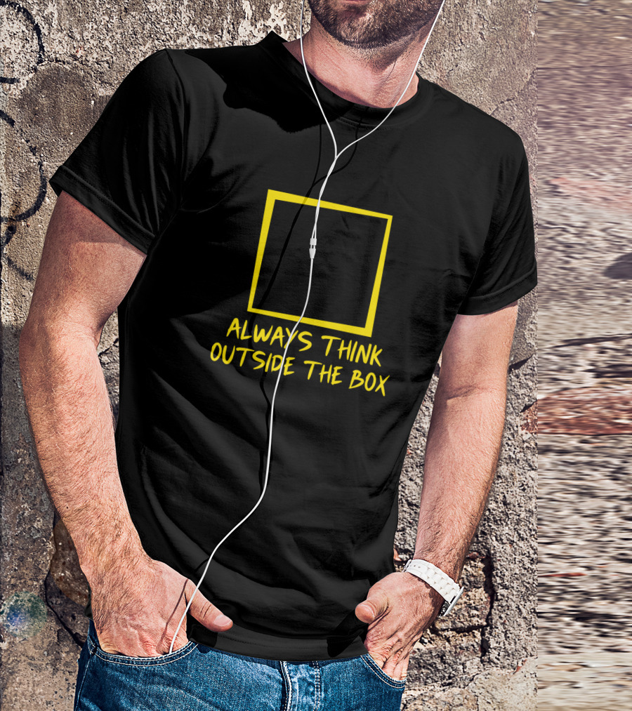 Always Think Outside The Box Yellow Square T-Shirt